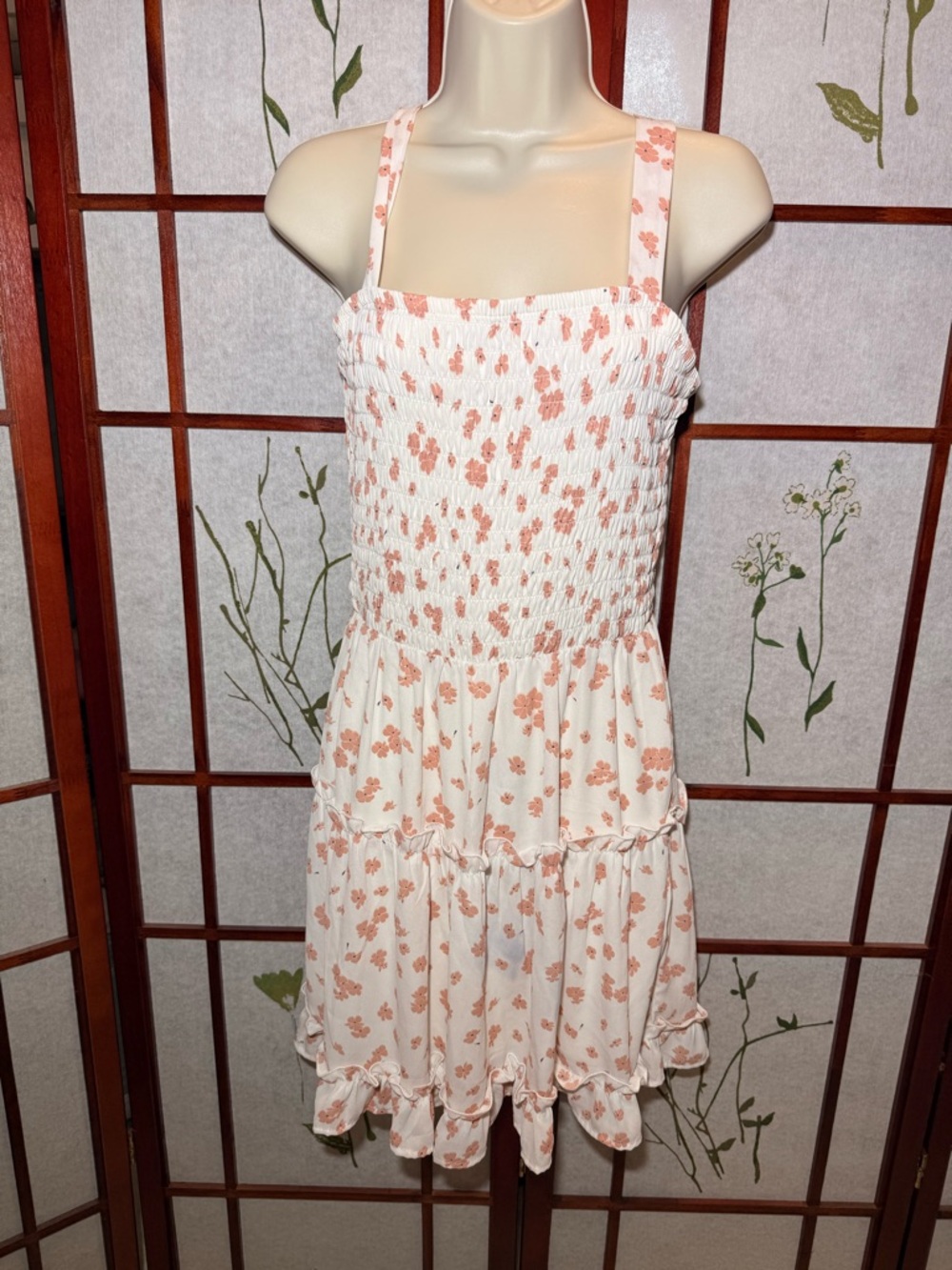 Jessica Simpson white and pink floral ruffle sundress size M